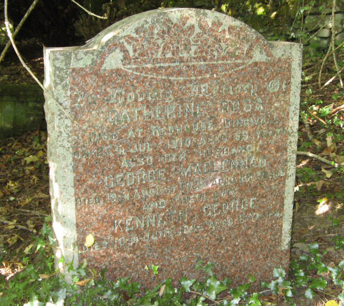 Photo of headstones/George McLennan died 1928 MI Strathpeffer Kinnettas